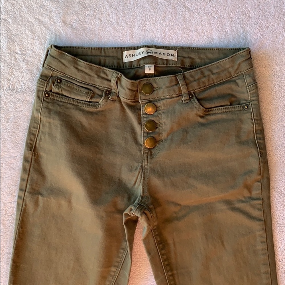 Olive green button-down pants
